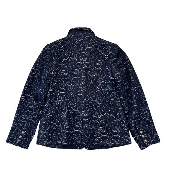 CAbi Women's Jacquard Paisley Wool Blend Midnight Navy Blazer - SIZE 8 - Picture 4 of 9